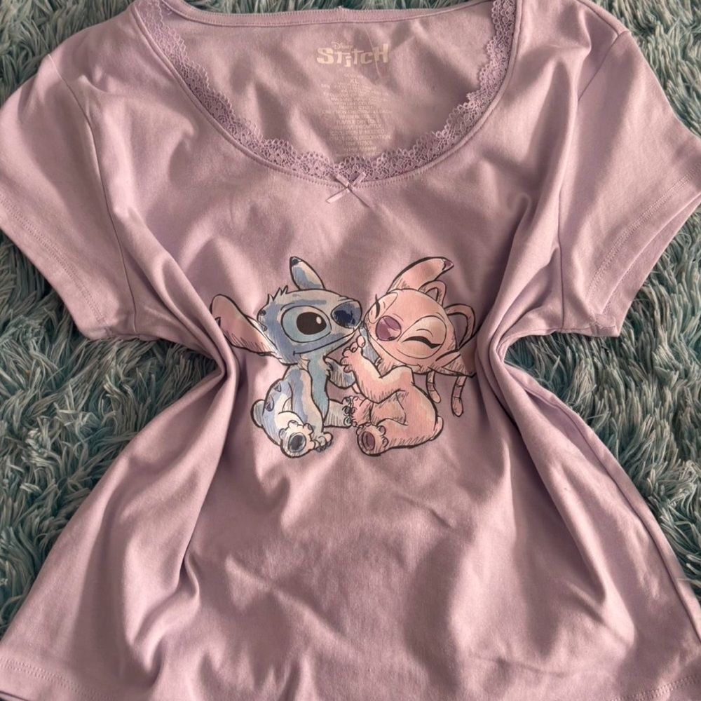 Disney Stitch & Angel "Soulmates" Baby Tee Women’s size XL.